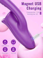 Tongue Rose Sex Toy Realistic Dildo Vibrators, 3 in 1 G Spot Vibrator for Women, Clitoral Vibrator with 10 Vibrations 10 Tongue
