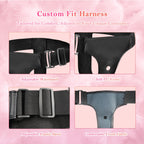 Pink Double Ended Strap On Dildo - Silicone Dildo with Wearable Harness, 2 Removable Realistic Fantasy Dildos, Adjustable Strap