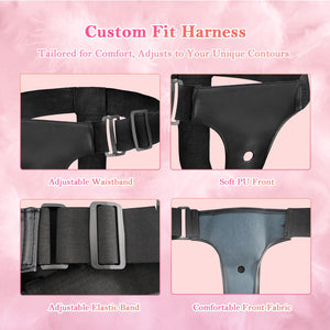 Pink Double Ended Strap On Dildo - Silicone Dildo with Wearable Harness, 2 Removable Realistic Fantasy Dildos, Adjustable Strap