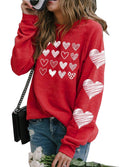LLHXRUI Valentines Sweatshirt for Women Cute Heart Love Shirt Graphic Tees Raglan Long Sleeve Pullover Tops(Red-2,Medium)