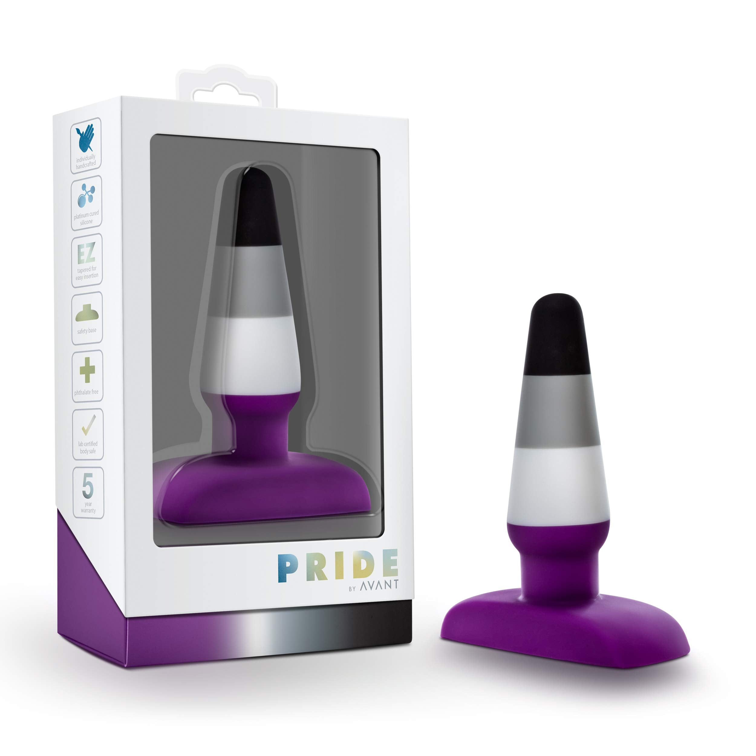 Blush Avant Pride P7 Silicone Anal Plug - 4.25 Length & 1.25 Width - Tapered Design For Easy Insertion - Base Anchors Plug Safel