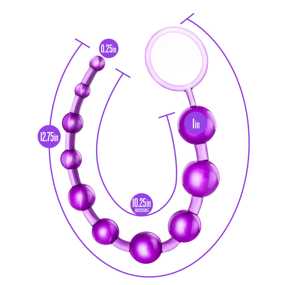 Eden Basic Beads - 12 Inch Long Silicone Anal Bead for Smooth & Seamless Anal Training - Graduated Beads Up to 1 '' Maximum Widt