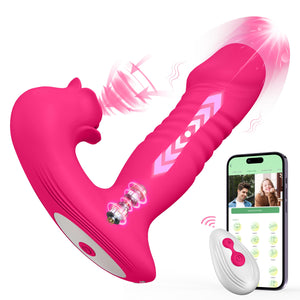 Rose Sex Toys for Women Sucking Vibrator Thrusting Dildo -Upgraded Sex Toy with 9 Sucking &Thrusting Vibrating Dildos,G Spot Cli