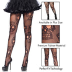 Sugar skull net pantyhose O/S