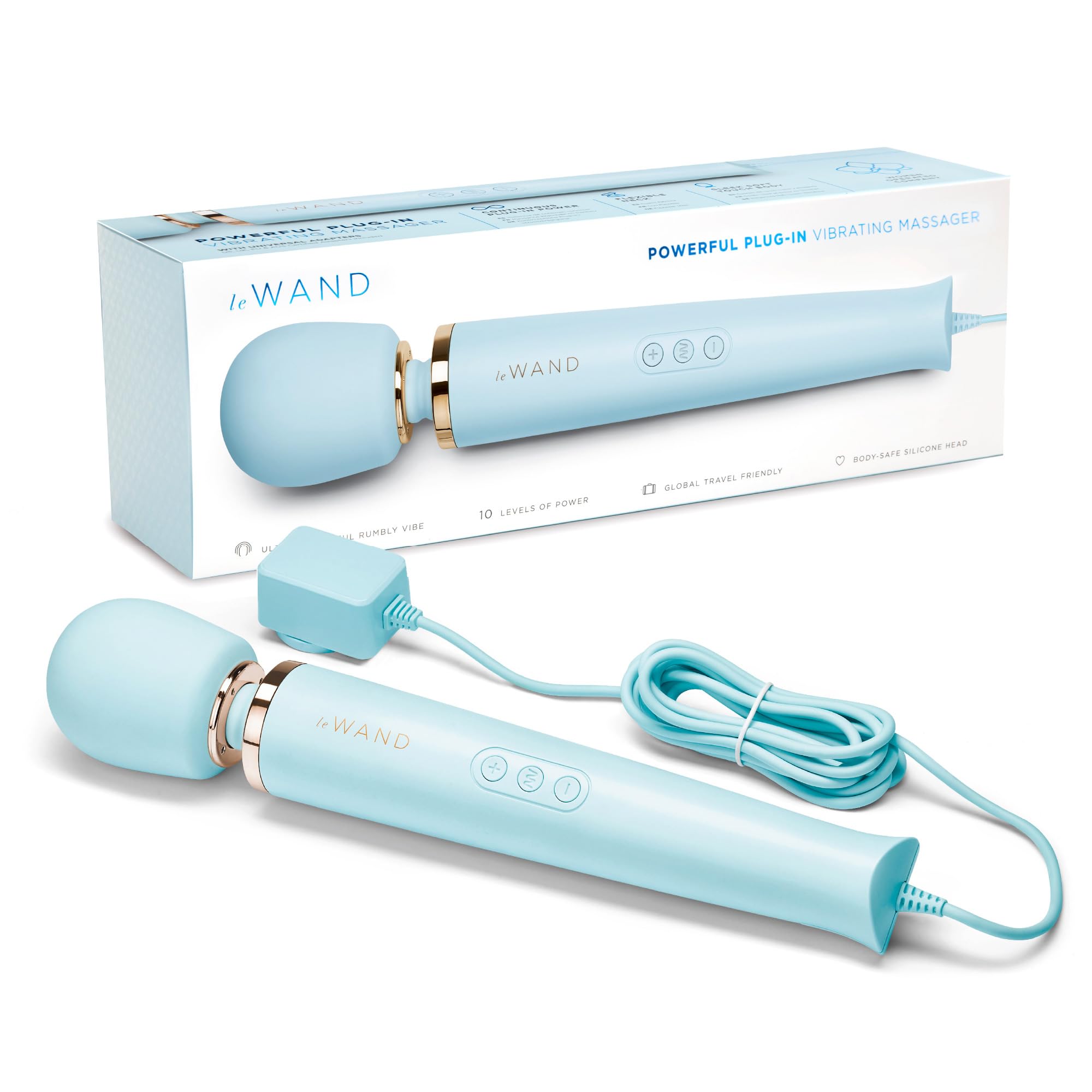 Le Wand Plug-in Wand Vibrator - Vibrating Wand Massager - Sky Blue
