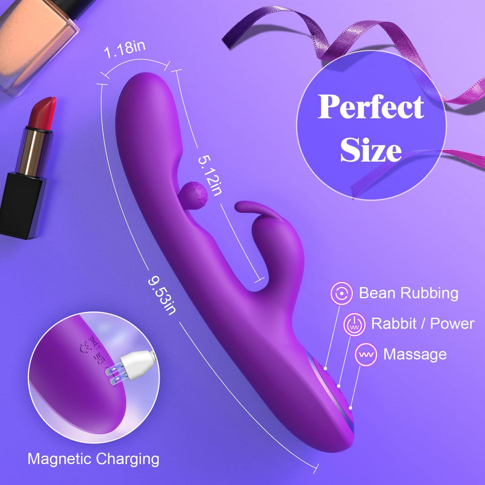 G Spot Vibrator Sex Toys-3 in 1 Adult Sex Toys 360? Rotation Vibrators with 10 Rubbing & 7 Vibrating & 7 Massaging, Waterproof C