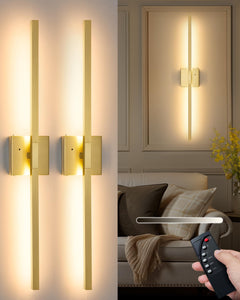 32 Inch Battery Operated Wall Sconce Set Of 2, Rechargeable Wall Sconces With Remote Control, Dimmable Wireless Sconce, Modern L
