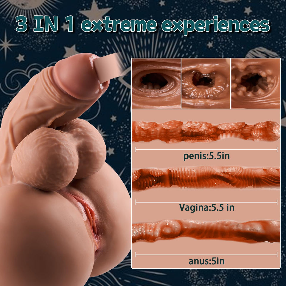 HSOUELA 15lb Shemale Sex Doll Trans Sex Toy Dildo Pussy, 3 in 1 Male Masturbator Sex Doll with Penis Penetrable Big Dildo Torso