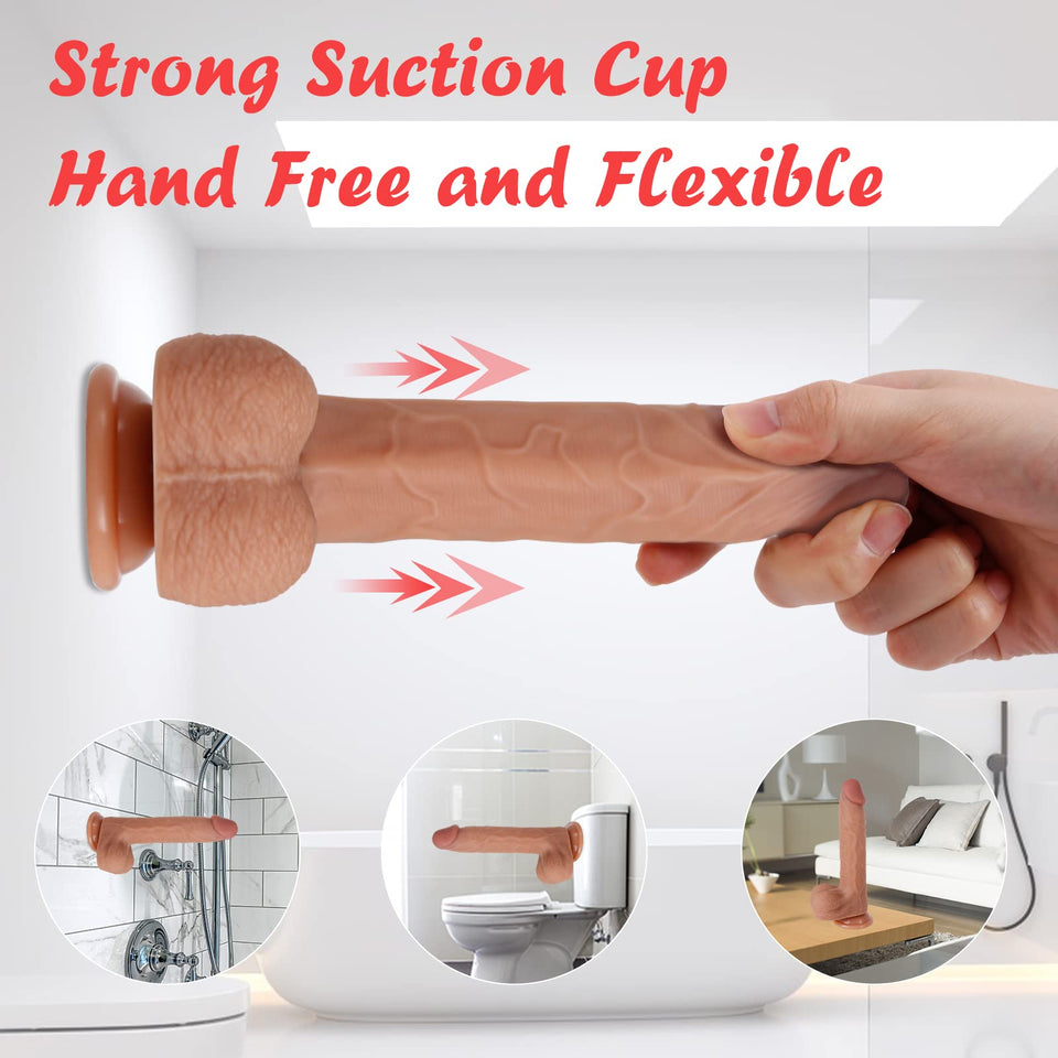 7.9 '' Silicone Realistic Dildos Sex Toy with Strong Suction Cup for Hands-Free, Flexible Lifelike Sex Toys, Anal Adult Harness