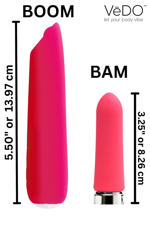 VeDO Boom Bullet Vibrator, Warming Rechargeable Waterproof 10 Vibration Mode Adult Sex Toy, Pink