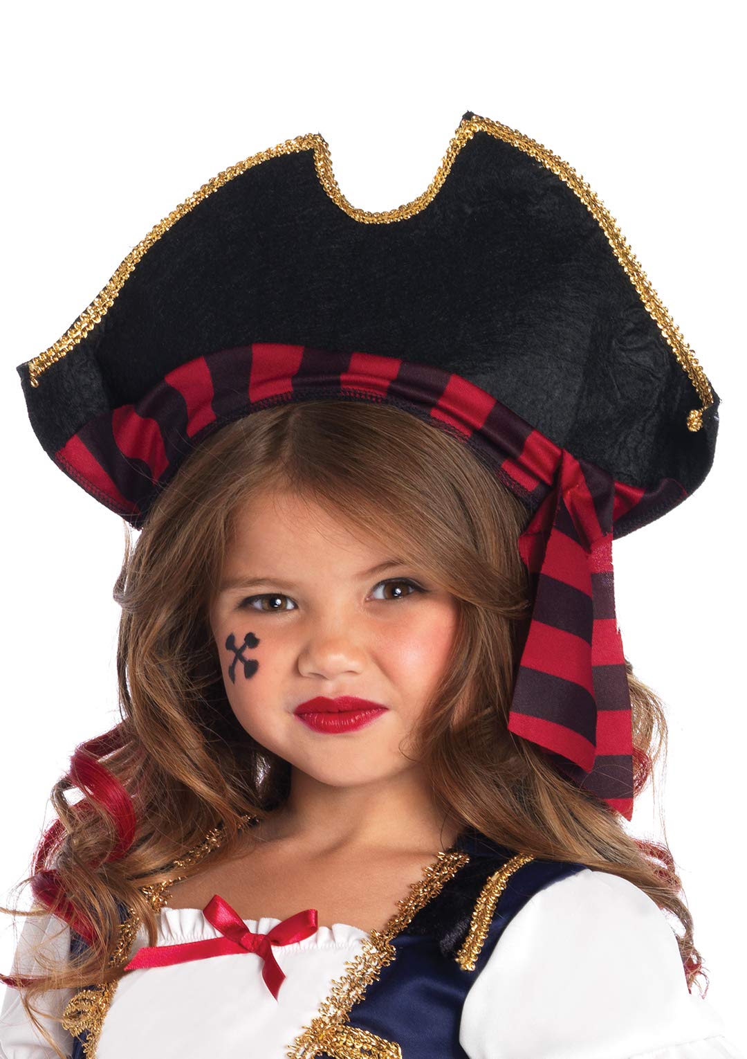 2 Pc.Caribbean Pirate, Gold Trimmed Dress With Belt And Pirate Hat Xs Multicolor