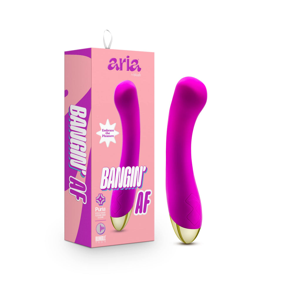 Blush Aria Bangin AF Silicone Vibrator  RumbleTech Rumbly 10 Vibration Settings  Magna Charge Magnetic Rechargeable  IPX7 Wat