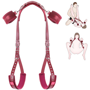 Sex Bondage BDSM Kit, Bed Restraints Thigh Sling Spreader Straps Neck to Thigh/Ankle Restraint Bondage Submissive Gear, Open Leg