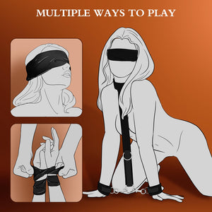 BDSM Adult Toys Bondage Kit - UTIMI Neck to Wrist Behind Back Collar Restraints with Handcuffs Ankle Cuffs Blindfold Restraint B