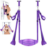 BDSM Door Sex Swing with Seat, Bondage Slave Leather Soft Plush Sex Slings with Adjustable Straps, Hanging Door Handcuffs Leg Re