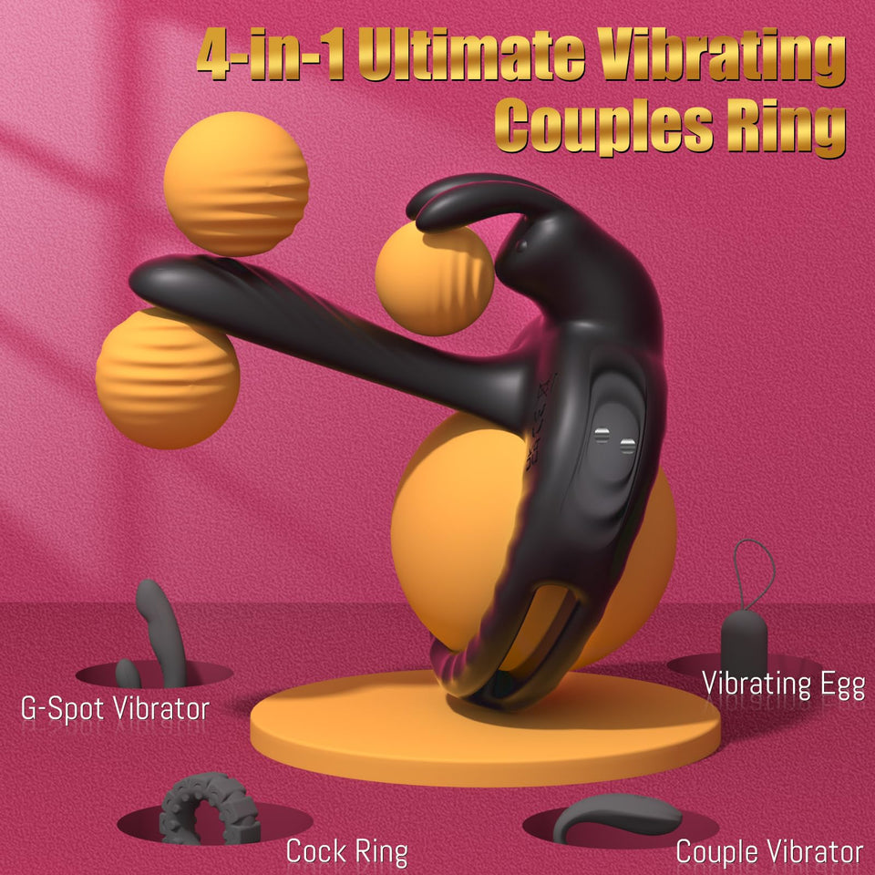 Vibrating Cock Ring Sex Toys for Couples Men - Vibrator Penis Sleeve with Rabbit Clitoris Vibrators, Adult Toy Penis Ring Cock S