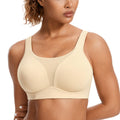 SYROKAN High Impact Sports Bras for Women High Support Front Mesh Panel Running Padded Wireless Bra Oil Gray 42E
