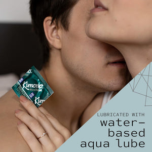 Kimono Microthin Plus Aqua Lube Condoms I Lubricated With Water Based Lube I Our Thinnest Condoms Ever I 5X Tested, Stronger, Reliable I Made With Odorless Premium Natural Latex I 3 Count