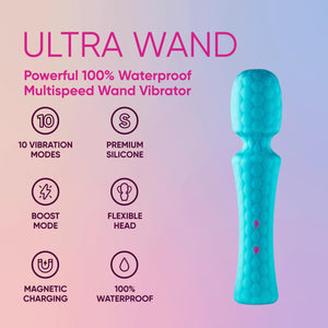 Femme Funn Ultra Wand Vibrator for Adults - Soft Silicone, Aqua, Regular - Waterproof Sex Toys with Multiple Vibration Patterns,