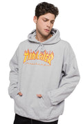 Thrasher Flame Logo Hoodie Grey Large