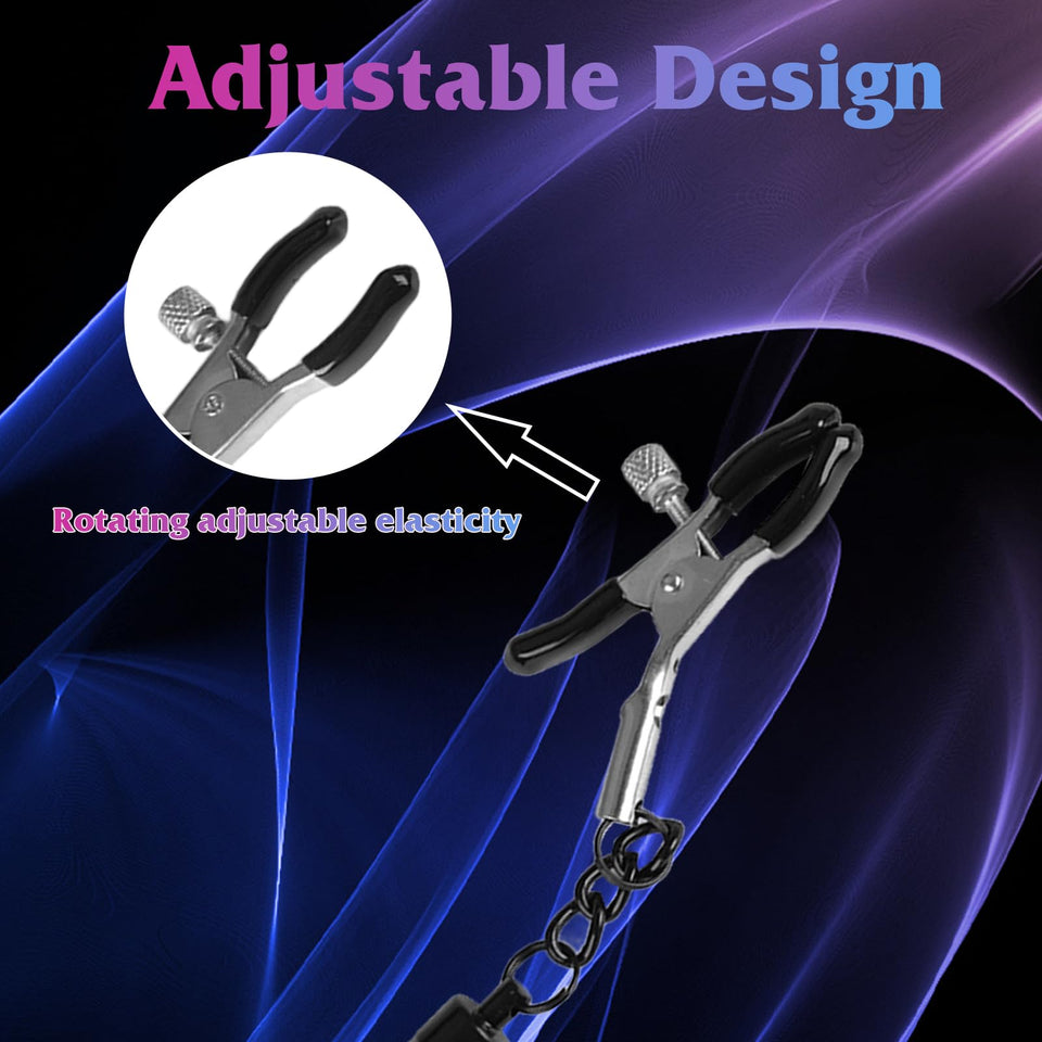 BDSM Nipple & Clit Clamps for Couples, Adjustable Adult Toys for Womens Sexual Pleasure, Bondage Accessories