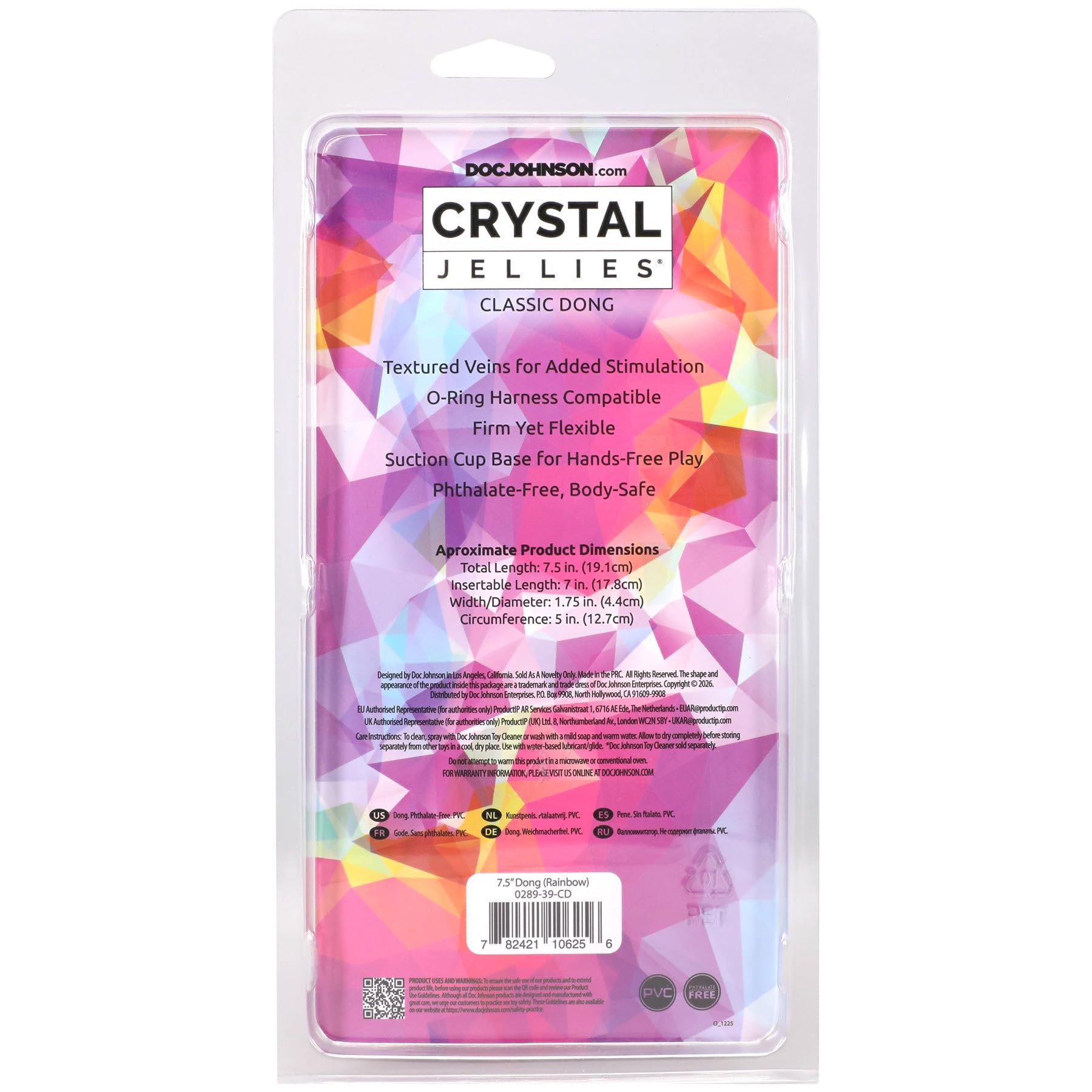 Crystal Jellies 7.5 in. Dong Rainbow