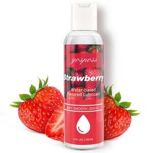 4 fl.oz. Strawberry Flavored Water Based Lubricant for Men Women, Sugar-Free Natural Feel Personal Lube for Couples Massage, Lon