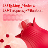 ZOOPLOU Clitoral Licking Tongue Rose Sex Toy Vibrator Stimulator for Women, Vibrating Rose Adult Women Couples Sex Toys with 10