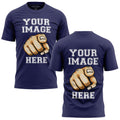 Custom Shirt for Men, ADD Your Image to Front and Back Printing, Customized Tshirts Design Your Own Navy Blue