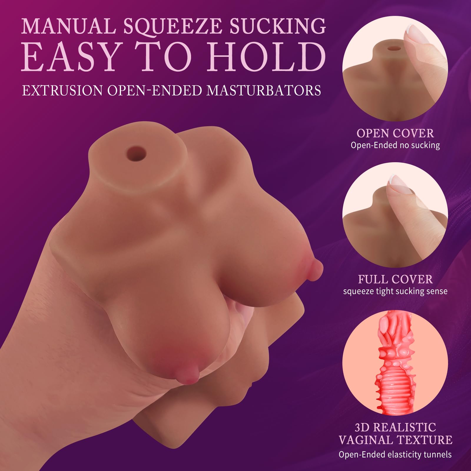 Lenahu Portable Male Masturbator - Realistic Soft Vagina & Boobs, Brown Fantasy Sex Doll Torso, Adult Pleasure Toy for Men