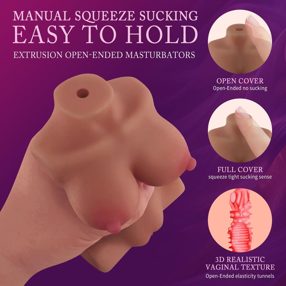Lenahu Portable Male Masturbator - Realistic Soft Vagina & Boobs, Brown Fantasy Sex Doll Torso, Adult Pleasure Toy for Men