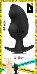 Anal Plug for Comfortable Long-Term Wear - Silicone Butt Plug Dilator with Curved Base & Slender Waist - 4.4 X 1.73 Inch Prostat
