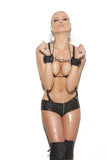Elegant Moments Sexy Leather Wrist Restraints Fur Lined - O/S - Black