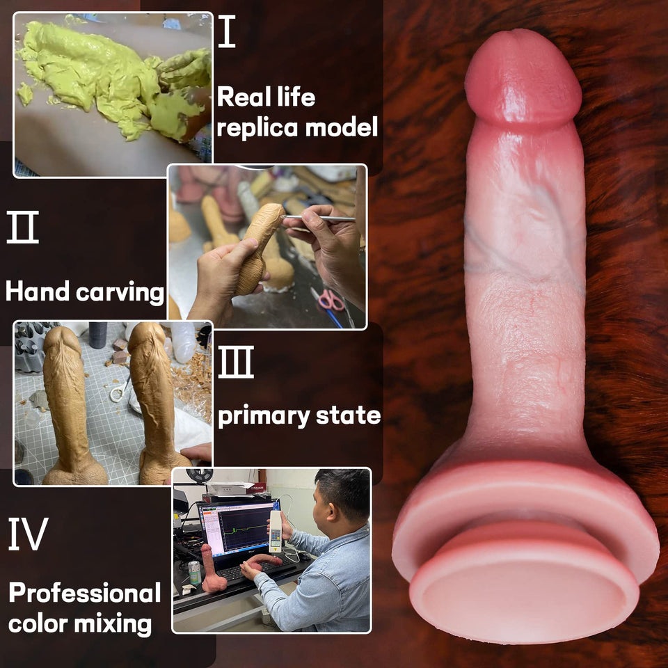 Reproduction Realistic Dildo, Long Thin Dildos Handmade Soft Penis with Suction Cup, Huge Lifelike Liquid Silicone Dildos, Adult