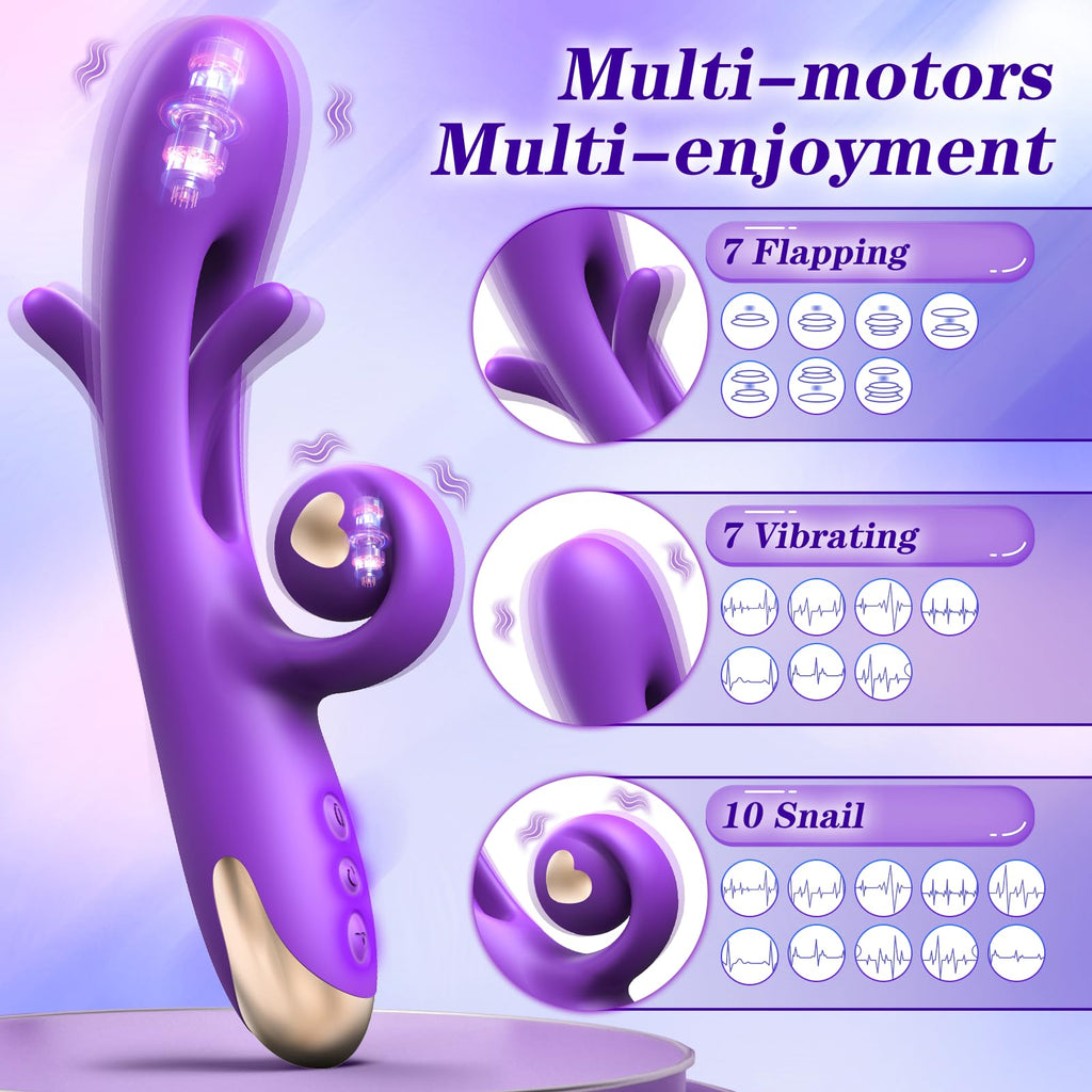 Flapping G Spot Vibrator Dildo: Rabbit Adult Toys with 10 Vibration 7 Flapping, Silicone Waterproof Personal Vibrator for Clitor