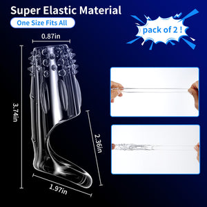 Pramtme Penis Sleeve Vibrating Cock Ring (Pack of 2), Adult Sex Toys for Men, Reusable Cock Sleeve Couple Vibrator, Delay Ejacul