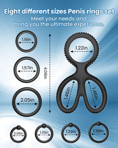 Penis Rings Set with 8 Different Sizes Cock Rings for Erection Enhancing