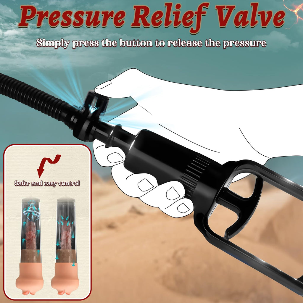 Penis Pump with Realistic Mouth,Quilloria Manual Vacuum Penis Extender Male Masturbator,Sex Toys Sexual Stimulation Device for E