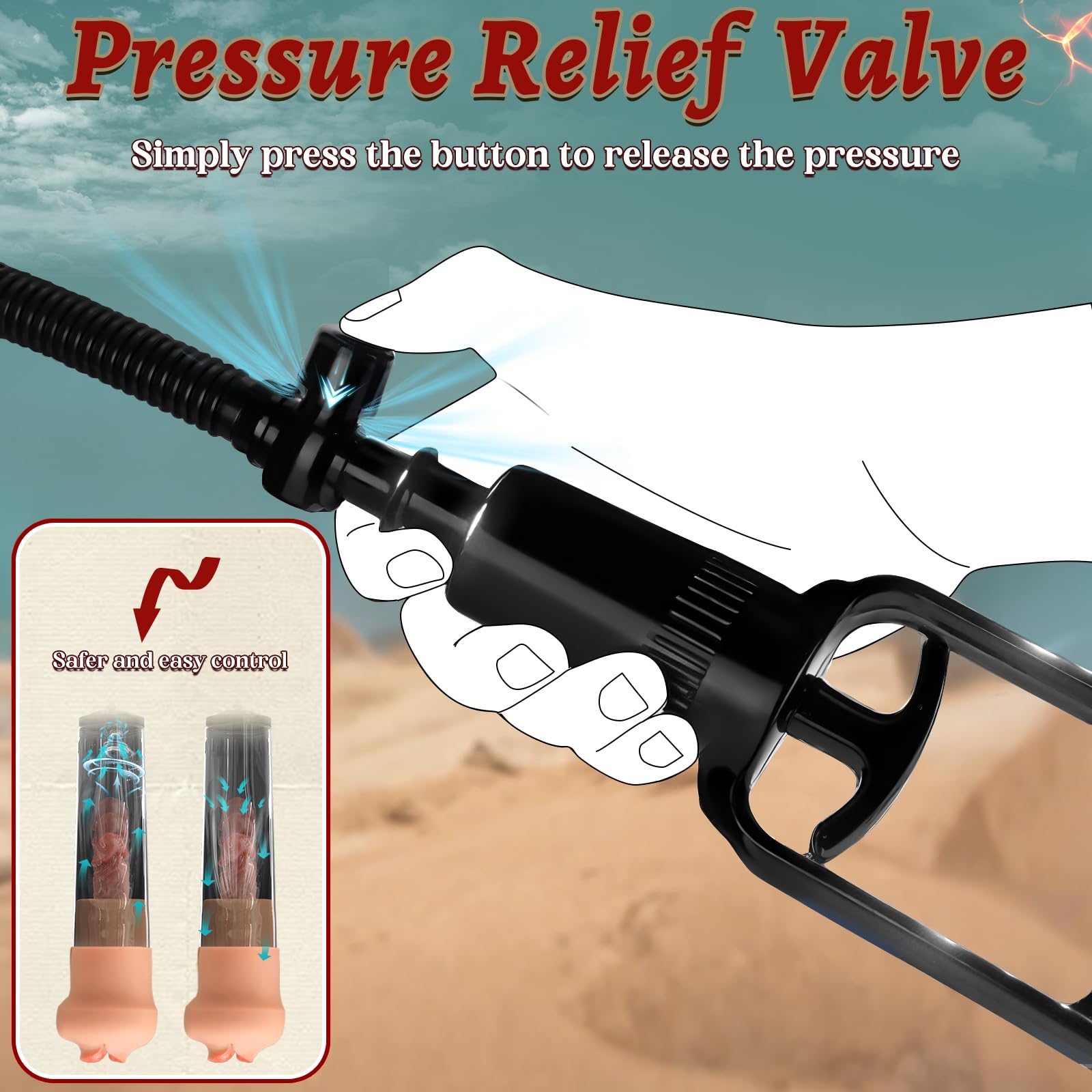 Penis Pump with Realistic Mouth,Quilloria Manual Vacuum Penis Extender Male Masturbator,Sex Toys Sexual Stimulation Device for E