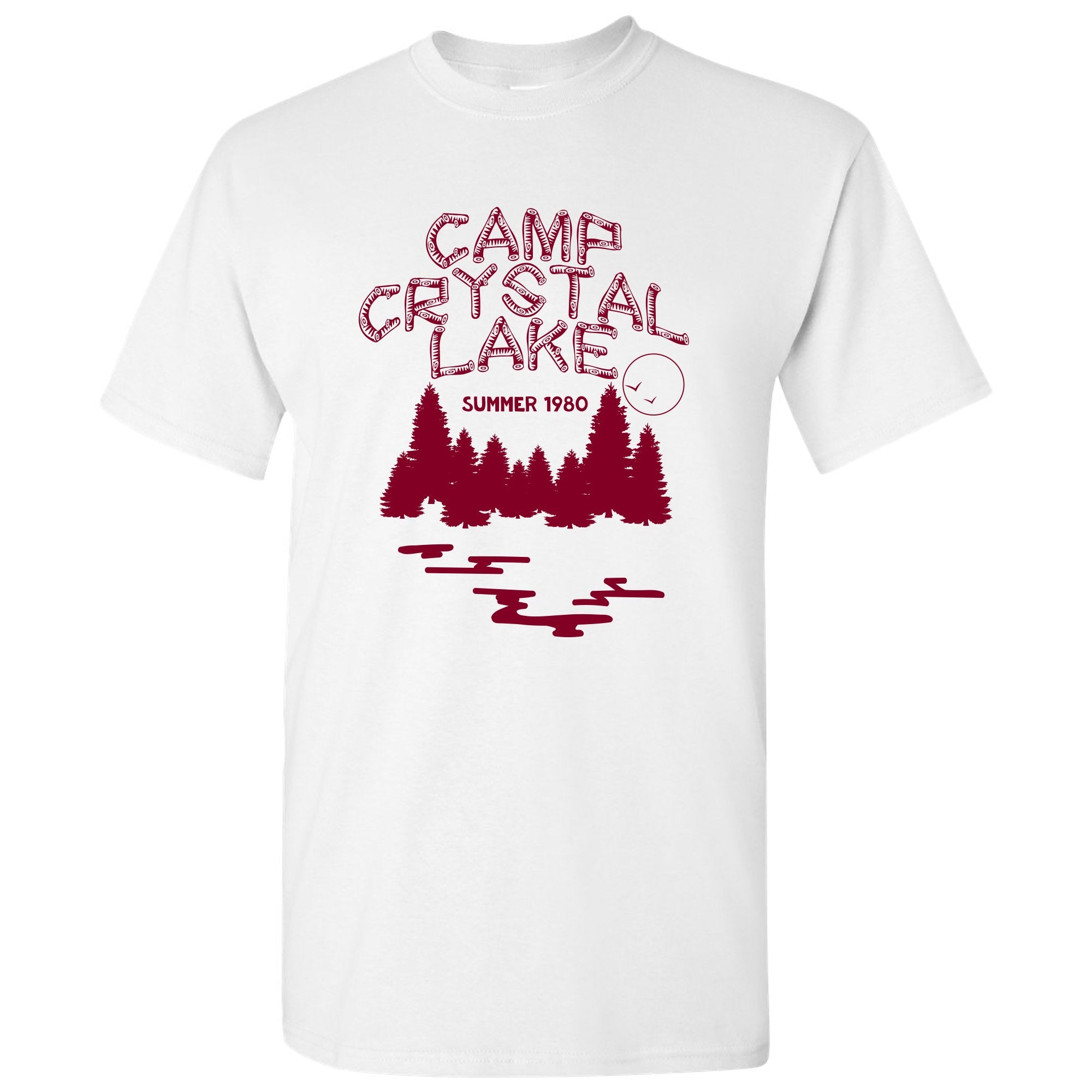 UGP Campus Apparel - Camp Crystal Lake - Funny 80s Horror Movie Halloween T-Shirt - X-Large - White