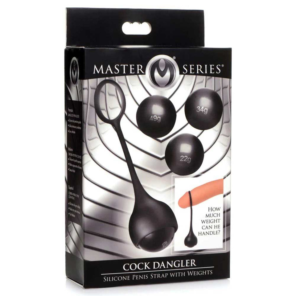 Master Series Cock Dangler Silicone Penis Strap With Weights, Black