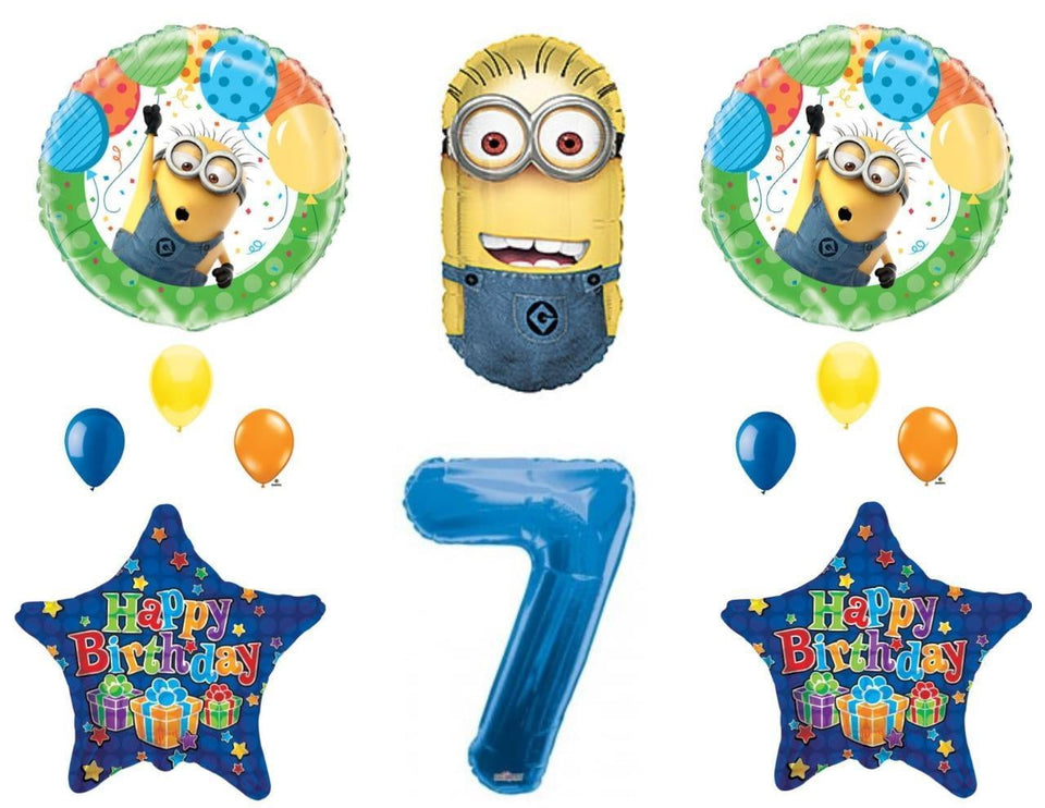 7Th Despicable Me Minions Happy Birthday Party Balloons Decorations Supplies