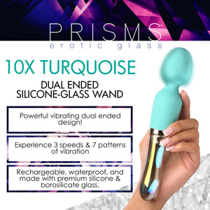 Prisms Vibra-Glass 10X Turquoise Glass Wand Dual End