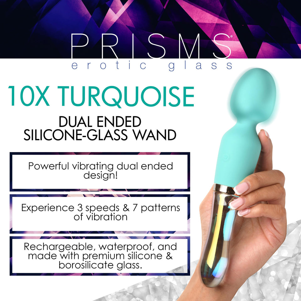 Prisms Vibra-Glass 10X Turquoise Glass Wand Dual End