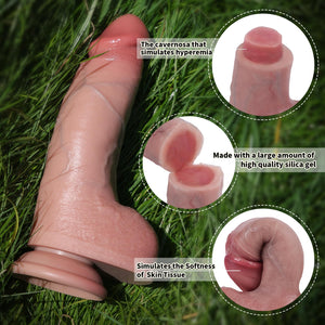 7.24 Inch Reproduction Real Silicone Dildo,Huge Soft Realistic Dildos, Thick Penis for G-Spot, Suction Cup for Hands-Free Fun wi
