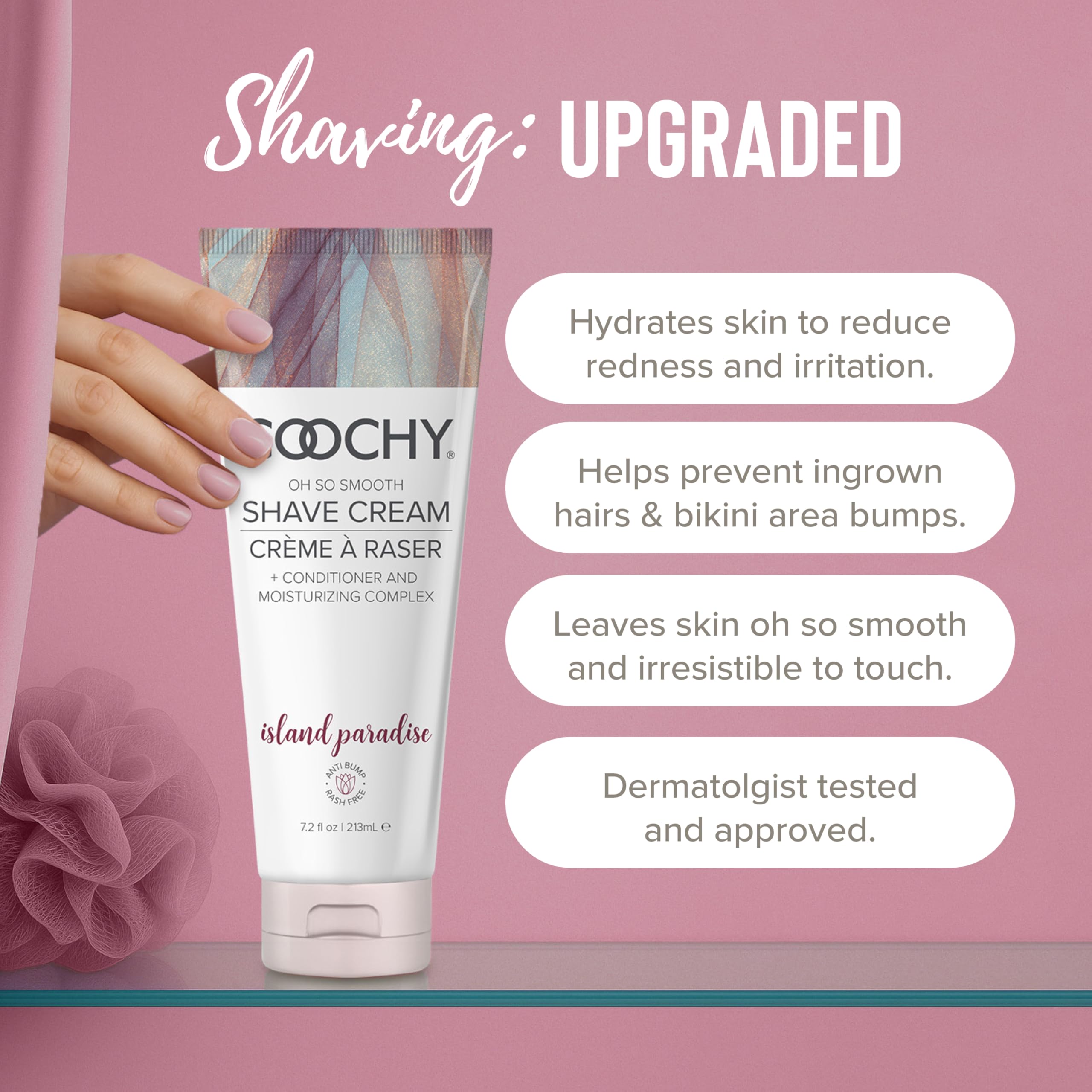Coochy Rash-Free Shave Cream | Conditioner & Moisturizing Complex | Ideal For Sensitive Skin, Anti-Bump | Made W/Jojoba Oil, Saf