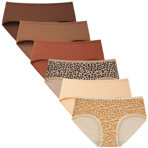 INNERSY Womens Underwear Cotton Hipster Panties Regular & Plus Size 6-Pack(Leopard Print, X-Small)