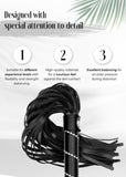 Premium Sex Whip with Rhinestones for Bedroom Play, Faux Leather Floggers Adult Play, BDSM Whip for Spanking, Black