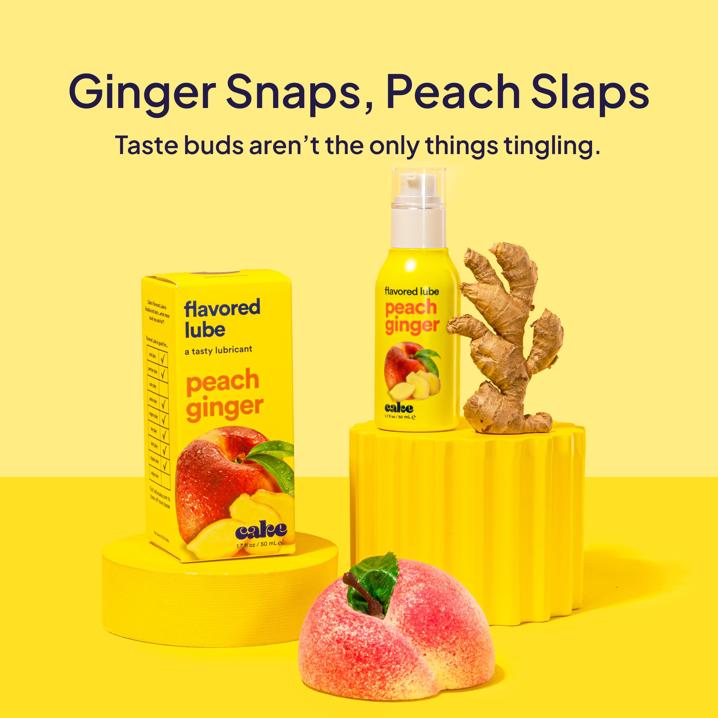 Hello Cake Peach Ginger Flavored Personal Lubricant - Water-Based Lube - No Aftertaste, Easy Clean-Up - Vegan, Sugar-Free, Glute