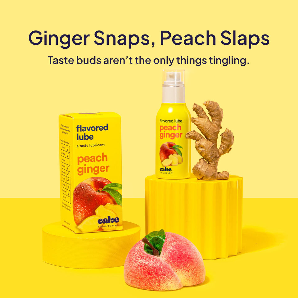 Hello Cake Peach Ginger Flavored Personal Lubricant - Water-Based Lube - No Aftertaste, Easy Clean-Up - Vegan, Sugar-Free, Glute